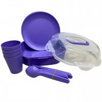 Набір для пікніка 4 персони 21 предмет Ucsan Plastik M-761 фіолетовий