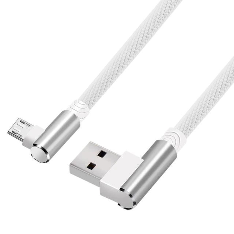 Micro usb кабель з Г-подібними роз'ємами - 3 метри, білий