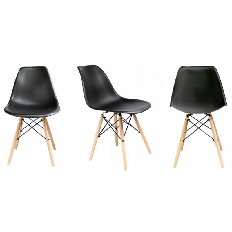Круглий стіл JUMI Scandinavian Design black 80см. + 4 сучасні скандинавські стільці
