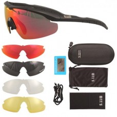 Тактичні окуляри 5.11 Tactical Aileron Shield з 4 лінзами чорна оправа з поляризацією