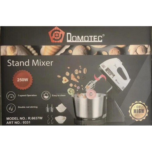 Міксер кухонний стаціонарний з металевою чашею Domotec MS-6637W 2L 250W Міксер кухонний стаціонарний з металевою чашею Domotec MS-6637W 2L 250W