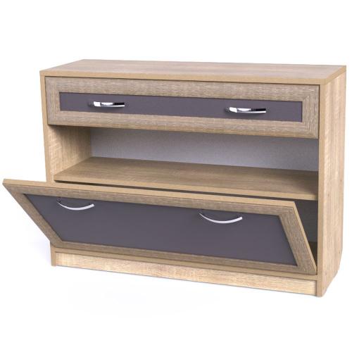 Тумба для взуття Тиса Мебель ТО-133 Дуб сонома Графіт 64x90 см Тумба для взуття Тиса Мебель ТО-133 Дуб сонома Графіт 64x90 см