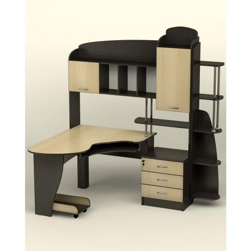 Стіл комп'ютерний Тиса Мебель СК-25 Венге Молочний 1975x1300x1805 мм Стіл комп'ютерний Тиса Мебель СК-25 Венге Молочний 1975x1300x1805 мм