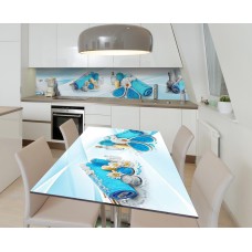 Наклейка 3Д вінілова на стіл Zatarga «Бірюзовий релакс» 650х1200 мм для будинків, квартир, столів, кафе