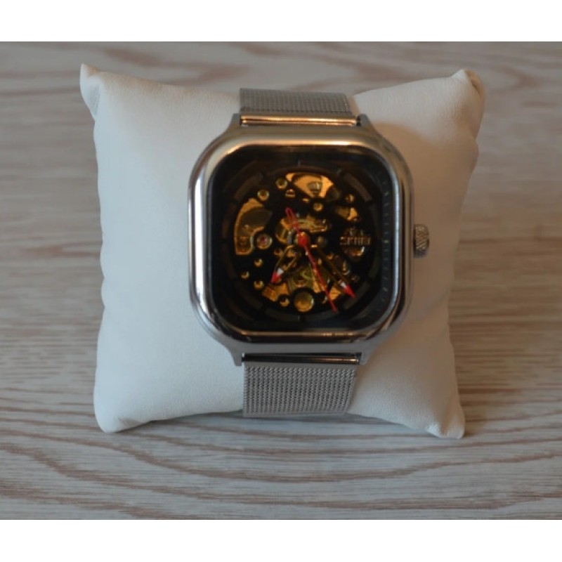 Чоловічий механічний годинник Skmei 9184 скелетон Сріблястий