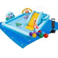 Надувний ігровий центр Intex 57161-2 «Пригоди джунглів», 244 x 198 x 71 см, з кульками 15 шт, підстилка, насос