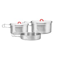 Набір посуду з нержавіючої сталі Terra Incognita Family Set L на 3-4 особи 1.7/1.2/0.75 л Сірий (TI-FaSet L)