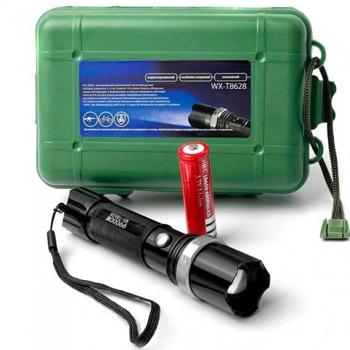 Ліхтар тактичний акумуляторний Wimpex WX-T8628 99000W Чорний Ліхтар тактичний акумуляторний Wimpex WX-T8628 99000W Чорний