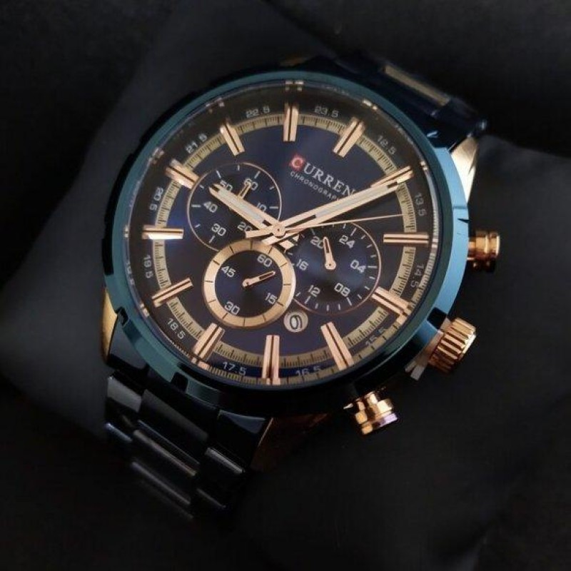 Чоловічий наручний годинник Curren Wild Синьо-золотистий (1312907284)