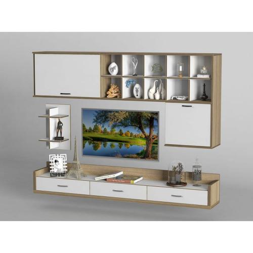 Стінка в вітальню Тиса Мебель Вітальня-212 Сонома Білий 1200x316x1990 мм Стінка в вітальню Тиса Мебель Вітальня-212 Сонома Білий 1200x316x1990 мм