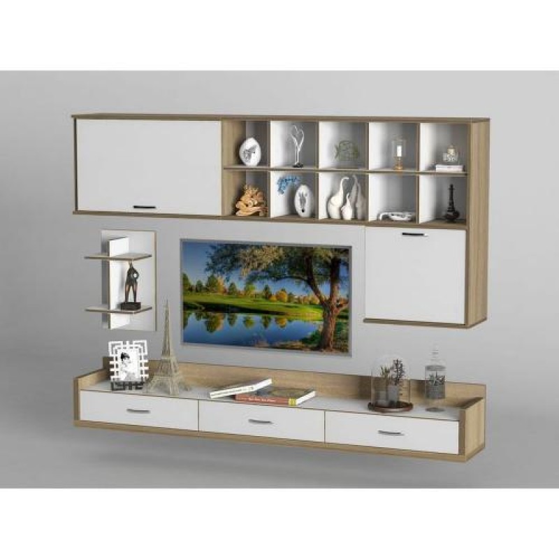 Стінка в вітальню Тиса Мебель Вітальня-212 Сонома Білий 1200x316x1990 мм