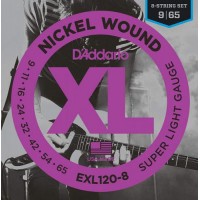 Струни для електрогітари D'Addario EXL120-8 Nickel Wound Super Light Electric 8-Strings 9/65 Струни для електрогітари D'Addario EXL120-8 Nickel Wound Super Light Electric 8-Strings 9/65