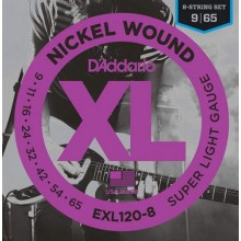 Струни для електрогітари D'Addario EXL120-8 Nickel Wound Super Light Electric 8-Strings 9/65