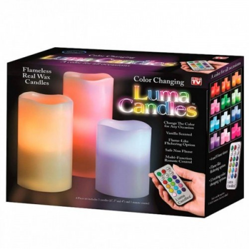 Нічник дитячий світлодіодний Luma Candles Plus різнобарвний на 3 свічки з пультом