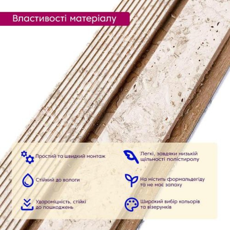 Декоративна PS рейка Sticker Wall 122*2900*12мм (D) SW-00001748