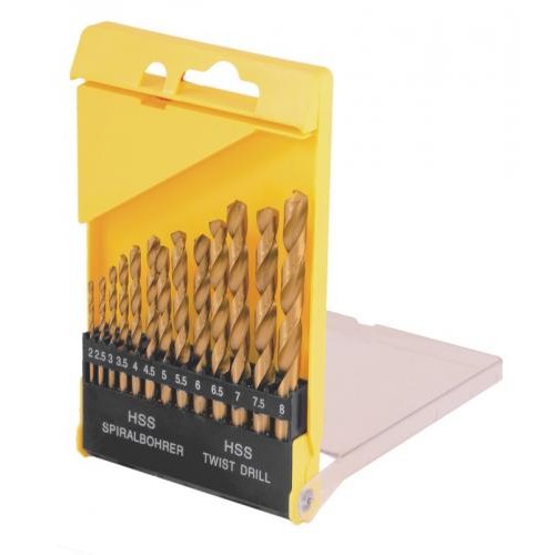 Набір свердлів для металу MASTERTOOL 13 шт HSS (2-8 мм крок 0.5 мм) у пластиковій коробці титан 11-0413 Набір свердлів для металу MASTERTOOL 13 шт HSS (2-8 мм крок 0.5 мм) у пластиковій коробці титан 11-0413