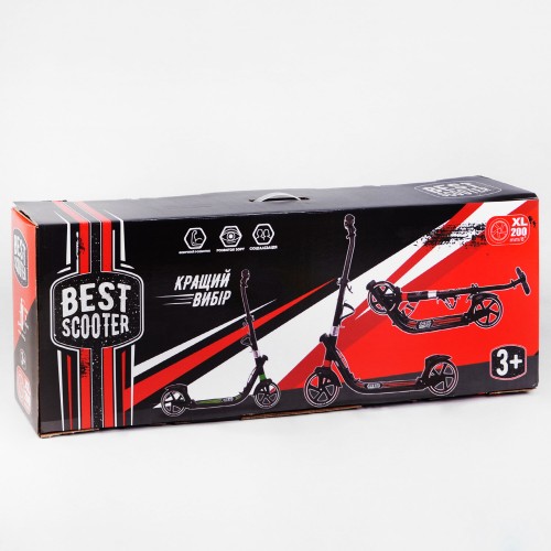 Двоколісний складаний самокат ліхтарик 2 амортизатора Best Scooter 100 кг Black and red (114434)