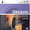 Струни для акустичної гітари D'Addario EJ13-3D 80/20 Bronze Custom Light Acoustic Guitar Strings 11/52