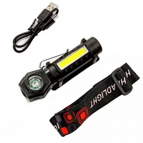Налобний ліхтар на акумуляторі 2в1 KX-212 9074 Black HeadLight