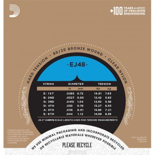 Струни для класичної гітари D'Addario EJ48 Classical 80/20 Bronze Wound Nylon Hard Tension Струни для класичної гітари D'Addario EJ48 Classical 80/20 Bronze Wound Nylon Hard Tension