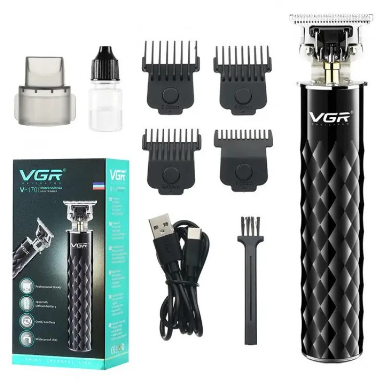 Тример акумуляторний для бороди та волосся VGR V-170 Black (3_02923)