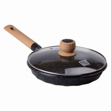 Сковорода з антипригарним мармуровим покриттям та кришкою MGC 26 см Чорний (HP-4-424B)