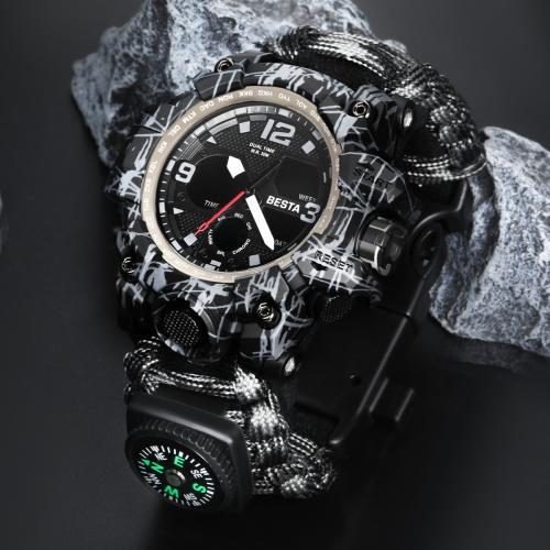 Наручний годинник чоловічий BESTA Life Pro Grey з компасом Сірий хакі (3356)