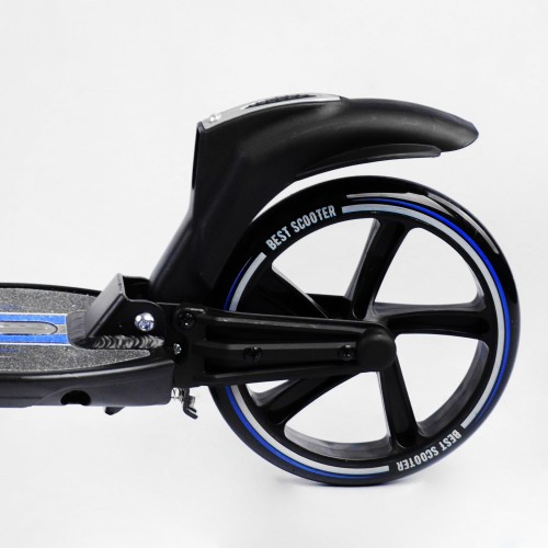 Двоколісний складаний самокат ліхтарик 2 амортизатора Best Scooter 100 кг Black and blue (114436)