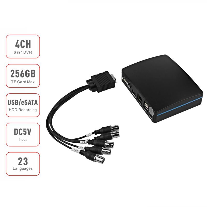 Відеореєстратор на 4 камери з записом на SD карту пам'яті до 256 Гб Enster D9000-4E, AHD TVI CVI до 2 Мп