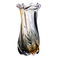 Ваза ручної роботи скляна YIWU Lilly 26 см Жовто-сірий (HP-9-11)