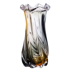 Ваза ручної роботи скляна YIWU Lilly 26 см Жовто-сірий (HP-9-11)