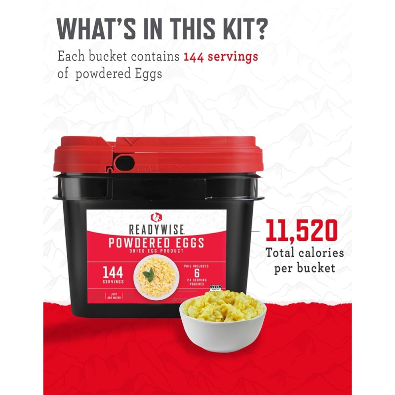 Сублімовані яйця (яєчний порошок) тривалого зберігання до 10 років, 144 порції Readywise RW05-516