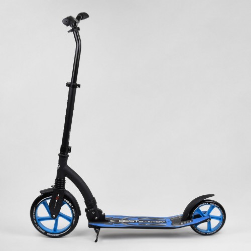 Самокат двоколісний Best Scooter з PU колесами, амортизатором, широким кермом, затискачем для керма Black/Blue (74314) Самокат двоколісний Best Scooter з PU колесами, амортизатором, широким кермом, затискачем для керма Black/Blue (74314)