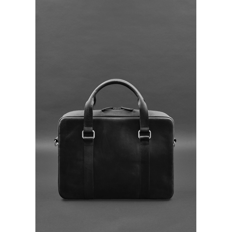 Шкіряна сумка для ноутбука та документів чорна Crazy Horse BlankNote