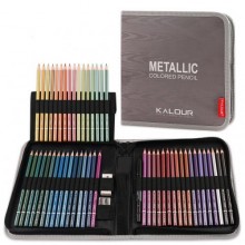Набір кольорових олівців Kalour Metallic 50 кольорів з ефектом металік