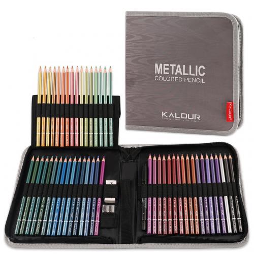 Набір кольорових олівців Kalour Metallic 50 кольорів з ефектом металік в інтернет супермаркеті PbayMarket!