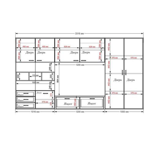 Стінка в вітальню Тиса Мебель Вітальня-118 Сонома Білий 1850x450x3320 мм Стінка в вітальню Тиса Мебель Вітальня-118 Сонома Білий 1850x450x3320 мм