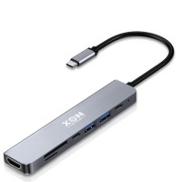 USB-хаб XON SmartHub 7 в 1 HDMI SD/TF 2xType-C 2xUSB3.0 Сірий (UHCHP074300G 5177)