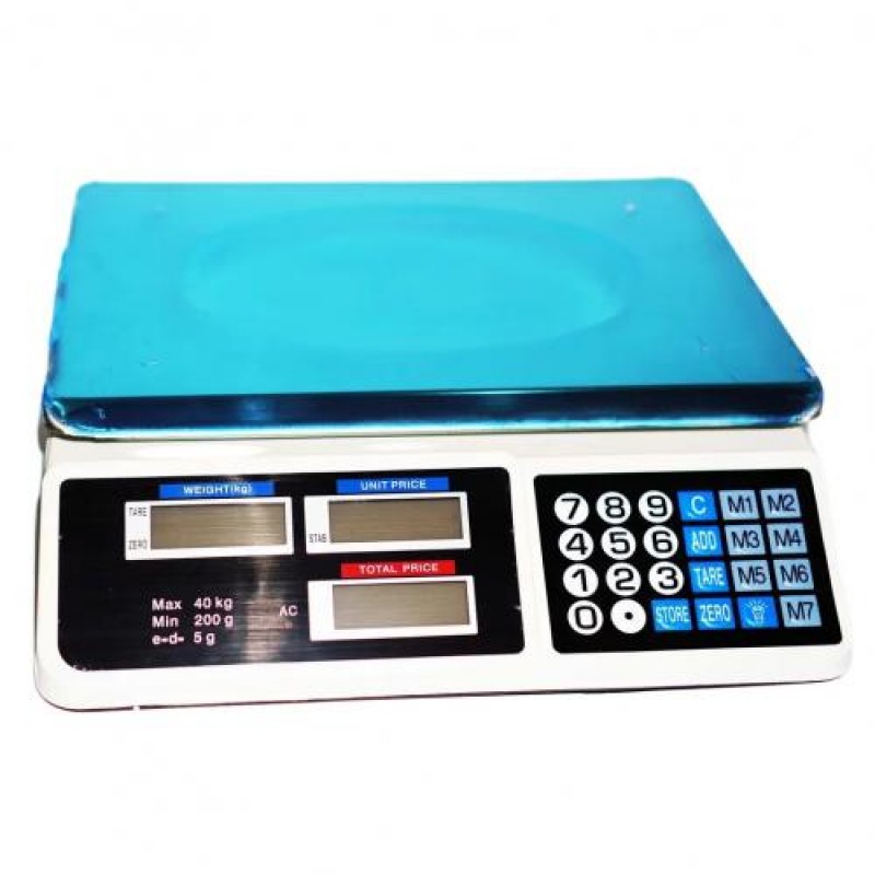 Ваги торговельні електронні RIAS Digital Pricing з акумулятором та лічильником ціни до 40 кг (3_03973)