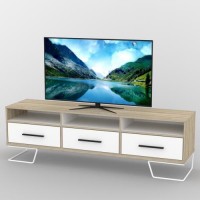 Тумба під телевізор Тиса Мебель ТВ-354 Дуб сонома Білий 55x44x180 см Тумба під телевізор Тиса Мебель ТВ-354 Дуб сонома Білий 55x44x180 см