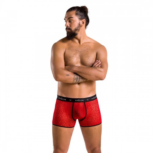 Чоловічі прозорі боксери Passion 046 Short Parker L/XL Red, сітка, під леопард в інтернет супермаркеті PbayMarket!