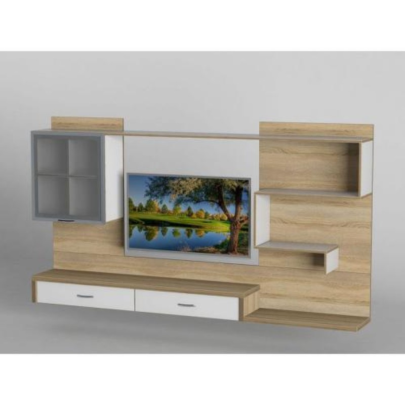 Стінка в вітальню Тиса Мебель Вітальня-211 Сонома Білий 1250x316x2280 мм