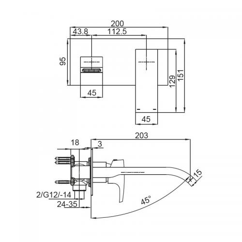 Змішувач для умивальника Koer KB-16007-01 вбудований (Колір хром) (KR3450) в інтернет супермаркеті PbayMarket!