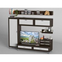 Стінка в вітальню Тиса Мебель Вітальня-26 Венге Білий 2050x450x2400 мм Стінка в вітальню Тиса Мебель Вітальня-26 Венге Білий 2050x450x2400 мм