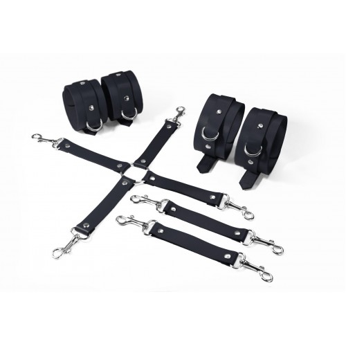 Набір для БДСМ 3 в 1 Feral Feelings BDSM Kit 3 Black, black, наручники, поножі, хрестовина в інтернет супермаркеті PbayMarket!