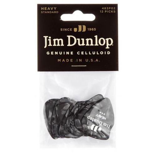 Медіатори Dunlop 483P02HV Celluloid Black Pearloid Heavy Player's Pack (12 шт.) Медіатори Dunlop 483P02HV Celluloid Black Pearloid Heavy Player's Pack (12 шт.)