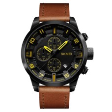 Чоловічий наручний класичний годинник Skmei 1309 Коричневий