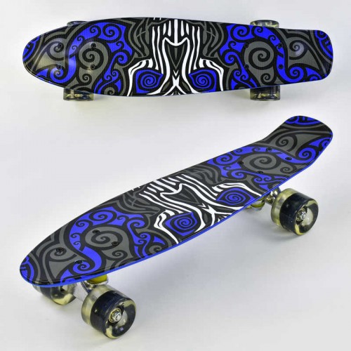 Скейт Пенні борд Best Board зі PU колісами Black-Blue, що світяться (74547) Скейт Пенні борд Best Board зі PU колісами Black-Blue, що світяться (74547)