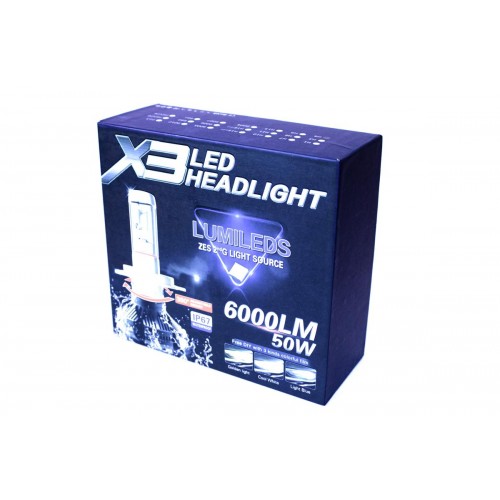 Комплект LED ламп AllLight X3 H4 50W 6000K 6000lm з радіатором та світлофільтрами (3000K/8000K) в інтернет супермаркеті PbayMarket!