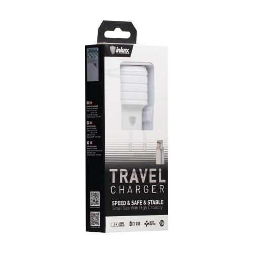 Мережеве заряджання Inkax CD-09 2.1A 1 USB + кабель Lightning Білий Мережеве заряджання Inkax CD-09 2.1A 1 USB + кабель Lightning Білий